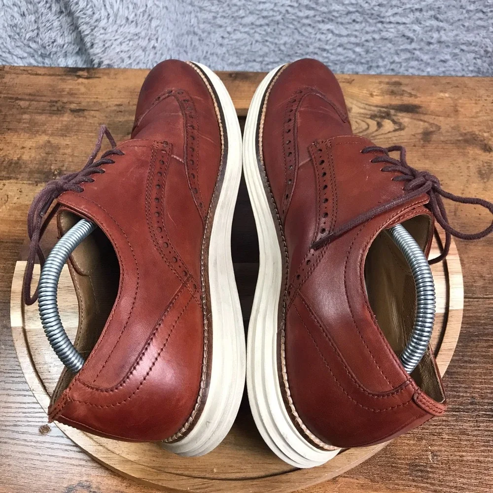 Cole Haan Original Grand Wingtip Oxford Mens 9.5M Brown Leather Derby Dress Shoe